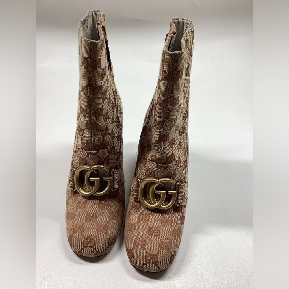 Gucci GG Monogram Victoire 95mm Ankle Boots Beige Ruggine Rust Size EU 39 - Picture 17 of 17